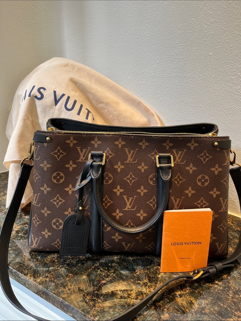 Louis Vuitton Soufflot NV MM Monogram Canvas Satchel with Black Trim M44817